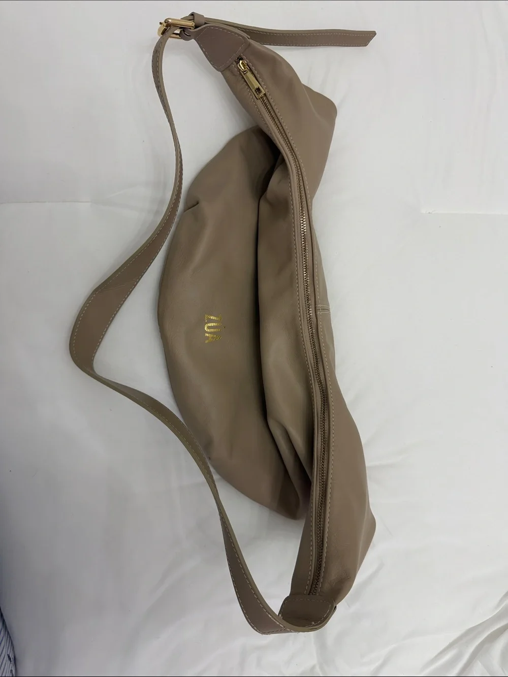 Taupe Crescent Hobo Shoulder Bag